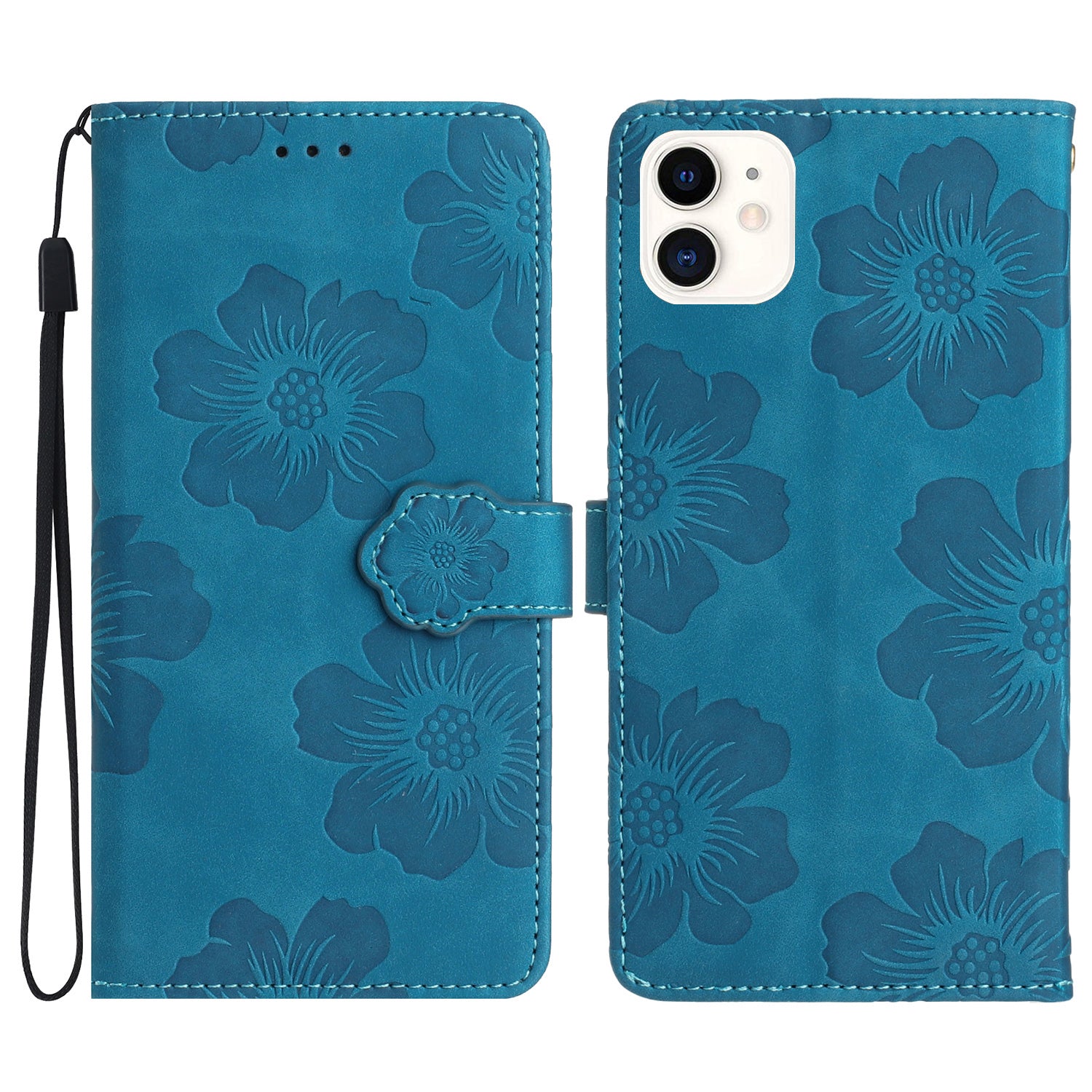 For iPhone 11 Cell Phone Case Flowers Imprinted PU Leather Stand Wallet Cover For iPhone 11 Cell Phone Case Flowers Imprinted PU Leather Stand Wallet Cover